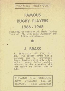 1968 Playtime Rugby Gum Famous Rugby Players - Yellow #38 John Brass Back